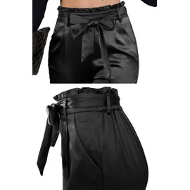 Women's Bow-Knot Satin Silky Dress Casual High Waist Pencil Pants for Work