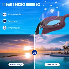 Ambienden Swimming Goggles for Men Women Waterproof Anti-Fog Clear Vision Goggles Swimming Adult Youth Unisex Professional Comfort Fit with Soft Nose Bridge Goggles for Outdoor/Indoor