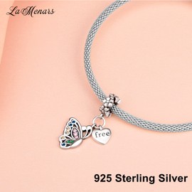 LaMenars Charms Pink Paw Dangle 925 Sterling Silver Dog Bone Pendant Bead with Zirconia Fits Europe Charm Bracelet Necklace, Gifts for Women Girls, Cubic Zirconia