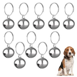Cat Dog Collar Bells,Dog Bells Set – 10PCS Stainless Steel Pet Collar, Rust-Resistant, Durable, Lightweight, Silver, 1.29 x 0.63 Inches, Multi-Purpose Use