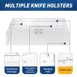 Top Sojourn Boat Cutting Board, Bait Cutting Board with 360°Adjustable Rotational Stopper Rod Holder Mount Plier Storage and Knife Slot with Scale Fishing Cleaning Table, Boat Fish Cleaning Station.