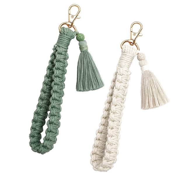CHUQING Keyring Woman Macrame Handmade Bracelet Tassel Anyards for Keys,