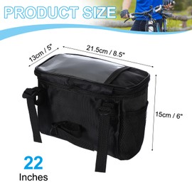 PATIKIL Bike Handlebar Bag, Bike Frame Bag Waterproof Bike Basket Bag with Reflective Strip Bicycle Accessories for Men Women Outdoor Cycling Mountain Road Bikes, Black
