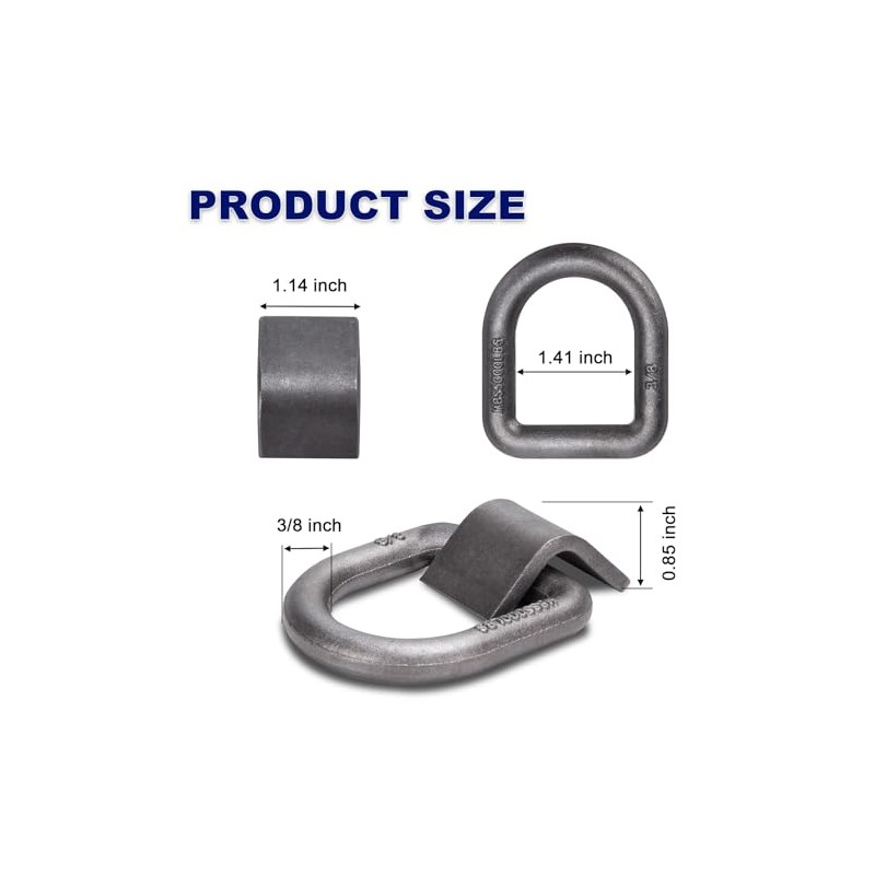 AYMMIC 3/8" Heavy Duty Weld-On Forged D Ring with MBS: