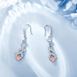 Unendlichkeits-Ohrringe Sterlingsilber Rose Unendlichkeits-Ohrhänger Blumen Schmuck Geschenke für Frauen