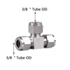 Beduan Pneumatic Stainless Steel 3/8” Compression Fittings Tee Let-Lok Adapter