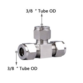 Beduan Pneumatic Stainless Steel 3/8” Compression Fittings Tee Let-Lok Adapter Tube Connector