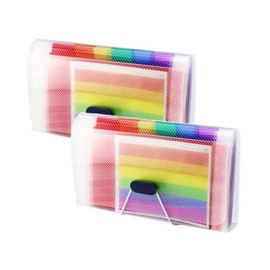 2-Pack Portable 13 Pockets Rainbow A6 Mini Expanding Receipt Folder,Accordion File Organizer Wellet for Monthly Bills,Cards,Check Coupons,Vouchers, Busines, Receipt Tax Item or Changes