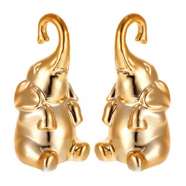 Loving Pair of Elephant Decor Small Gold Elephant Statues for Modern Boho Style Home Decor Decorative Ornaments for Mothers Day.Father's Day, White Elephant Gifts(2 Pcs)