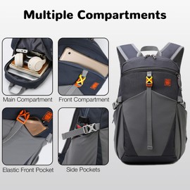 Outplea Small Hiking Backpack 12L Lightweight, Travel Rucksack Water Resistant, Casual Daypack for School Outdoor Traveling Walking Cycling Women Men Kids, Dark Grey