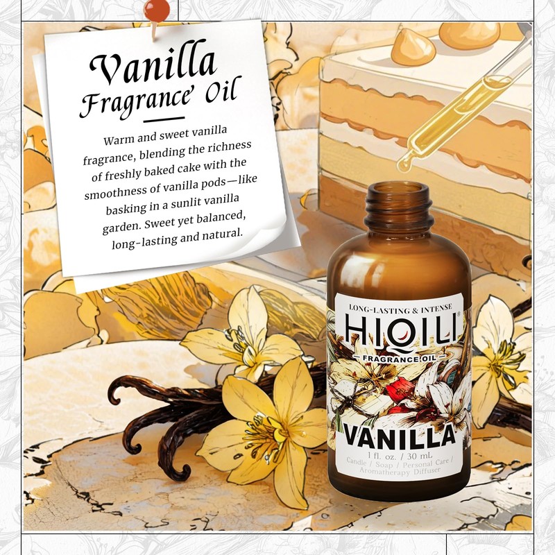 HIQILI Vanilla Fragrance Oil for Body Spray, Diffuser Use, Essential