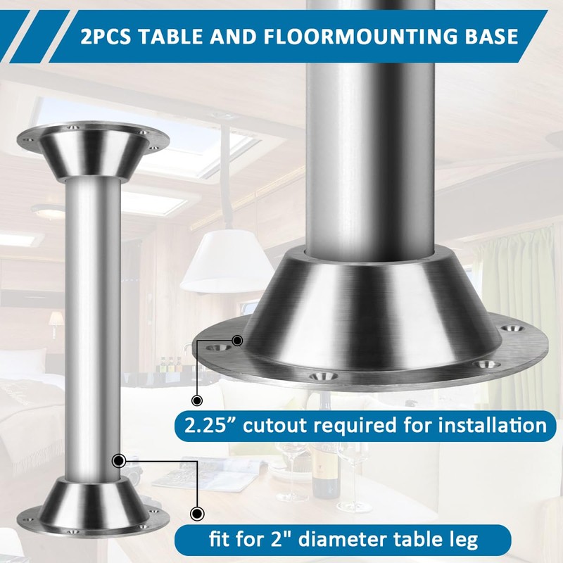 SAQXK 4 Pack Aluminum RV Table Base Mount Heavy Duty