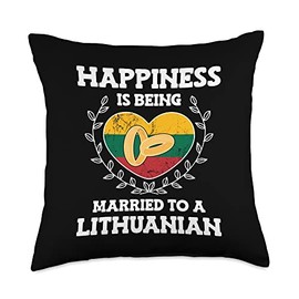 I Married A Lithuanian Marriage Anniversary Wife Husband Throw Pillow, 18x18, Multicolor