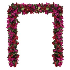 IPOPU - Paquete de 4 guirnaldas de flores artificiales de buganvilia rosas y rojas de 2.2 m, hechas de seda sintética, buganvilias falsas para decoración de boda, mesa, jardín, pared (rosa intenso)