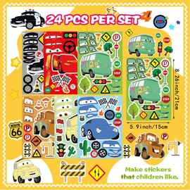 24 Sheets Make Your Own Monster Truck Sticker Make A Face Stickers for Kids Toddlers DIY Craft Stickers Kids Monster Truck Party Favor Supplies Crafts