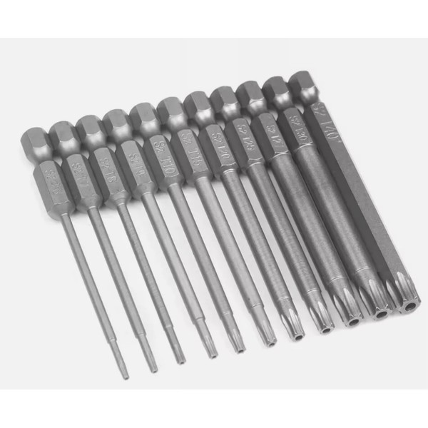 2 sets of 11-Piece Magnetic Torx Security Bit Set (T6–T40)