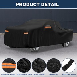 ACROPIX 210D-PU Black Car Cover Waterproof All Weather Full Exterior Cover Rain Hail Sun Protector Car Cover Fit for GMC Sierra - Pack of 1