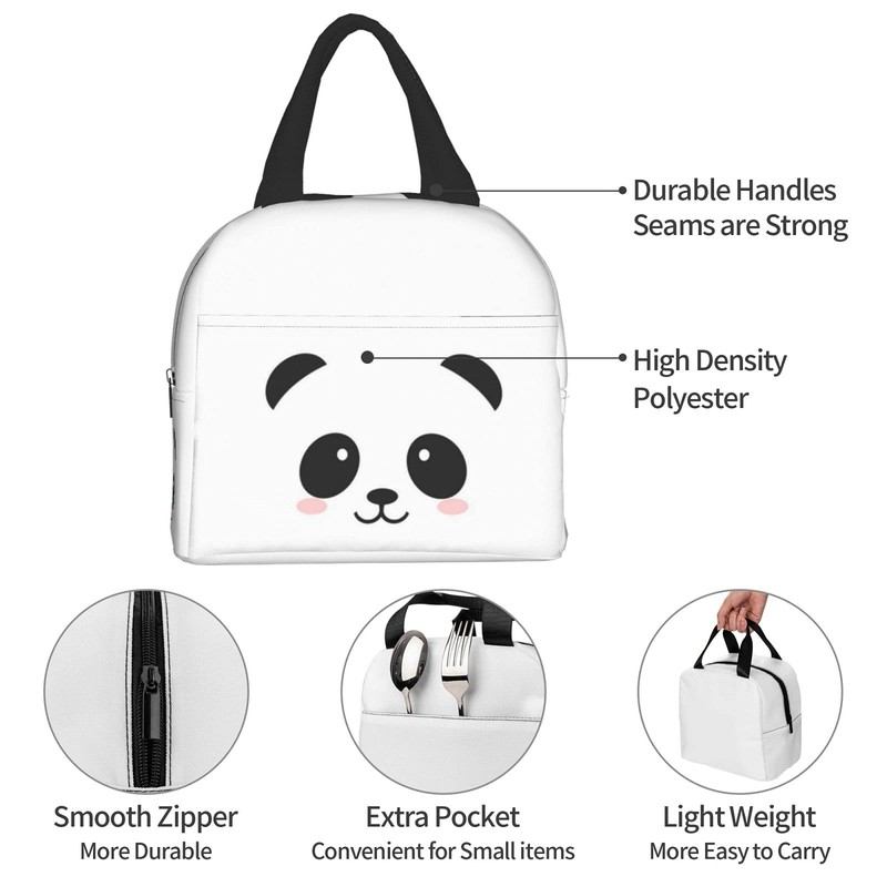 Hulnulnu Panda Kawaii Lunch Bag, Waterproof, Reusable, Durable, Stylish, Aluminum