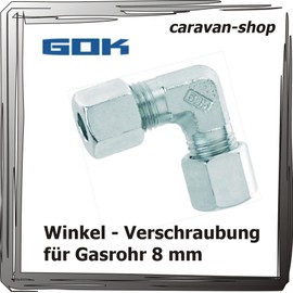 GOK Cutting Ring Fitting Angle for 8 mm Gas Pipe Screw Connection Connector Propane, Gas Pipes in Caravan, Motorhome, Caravan