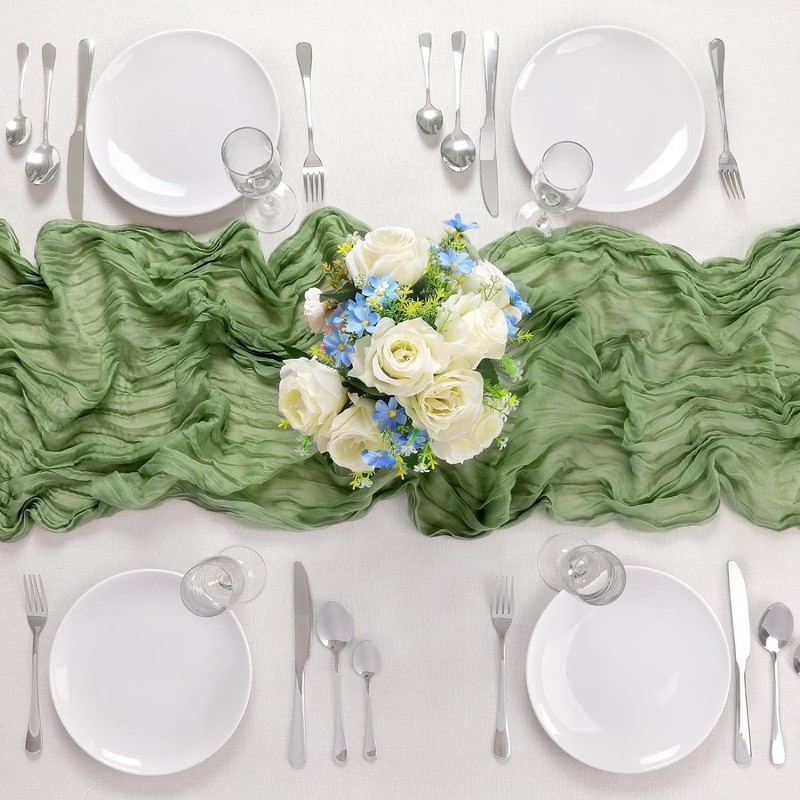 OGORI Set of 6 Table Runners Modern Tulle Light Green