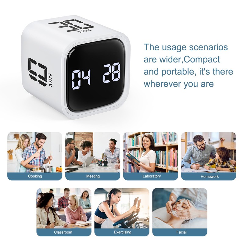 Ankilo Cube Pomodoro Timer, Digital Productivity Timer, 5/10/30/60 Minutes Rotating