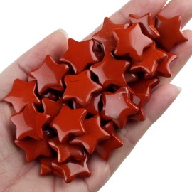 AWARDSEN 20 Pcs Red Jasper Crystals Stars Gemstones and Crystals Set Healing Crystals Natural Red Meditation Stones Cute Polished Small Crystal Witchy Gifts for Women