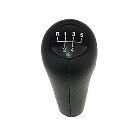 DoLED Leather Gear Knob Gear Lever in Black with 5 Gears as Plug Play Replacement Part