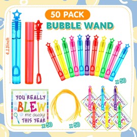 Silkfly 50 Pcs Mini Bubble Wands Bubble Party Favors End of the Year Gifts for Students Summer Beach Pool Kits Boy Girl Student Gifts from Teacher for School Classroom Goodie Bag