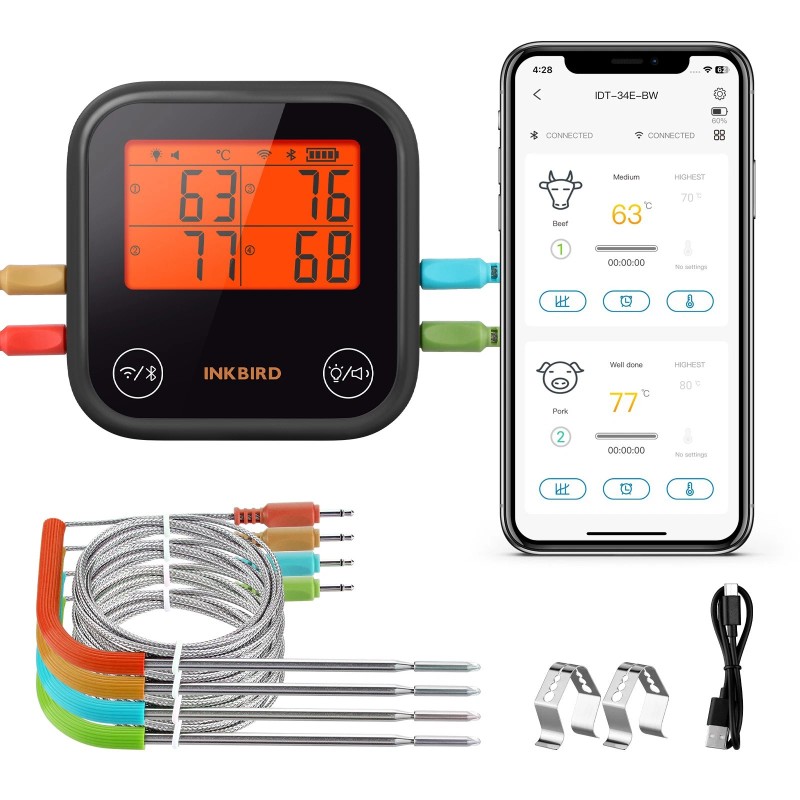 Inkbird WiFi Meat Thermometer BBQ Cooking Thermometers APP Calibration Temp