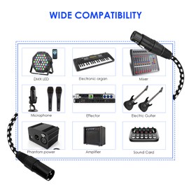 Musiin XLR Audio Cable 0.3m for Professional Microphone, Audio Interface, Braided Canon Audio Cable for Desktop, Studio, Audio Recording (Black and White)