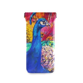 ZZAEO Sunglasses Pouch Squeeze Top Portable Microfiber Leather Eyeglass Case for Women (Peacock)