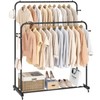 Laiensia Double Rods Garment Rack with Wheels, Clothing Rack for