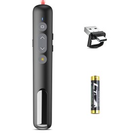 LETEAPII Slide Clicker with Red Laser Pointer: Powerpoint Clicker for Google Slides Advancer Presentations, USB A & Type C Wireless Presenter Smartboard Projector Remote for Mac Laptop Computer Office