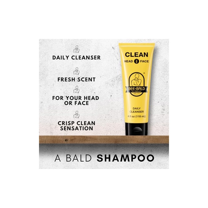 Bee Bald Clean Head and Face Wash Shampoo, 4 oz