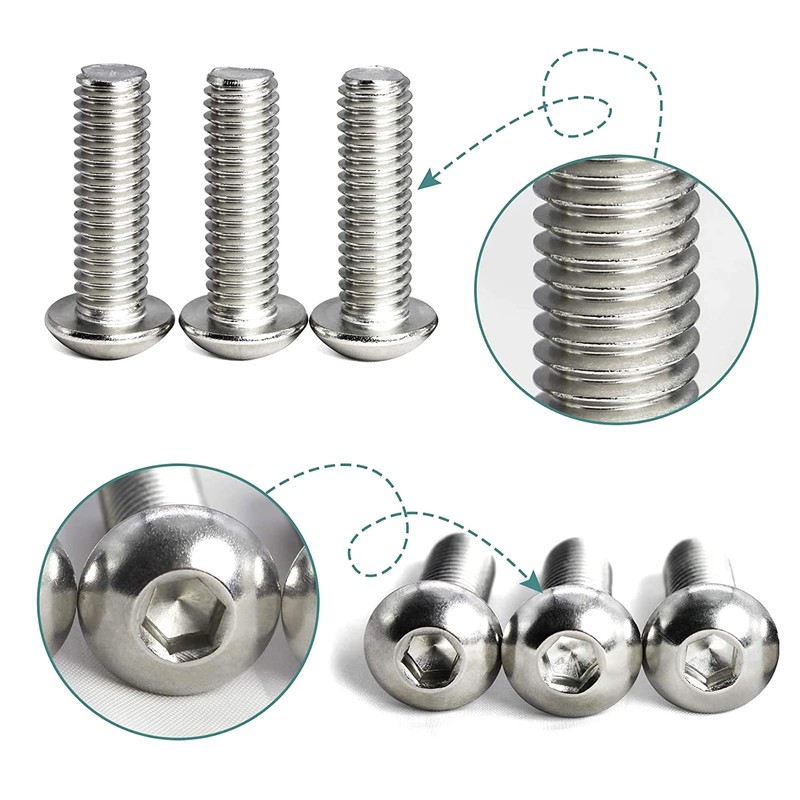 M6-1.0 x 100mm Button Head Socket Cap Screws, Stainless Steel