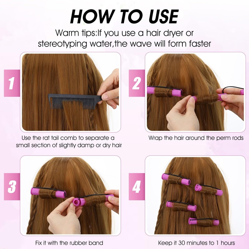 Classicseali Pack of 30 Perm Curlers Medium Size, Hair Styling