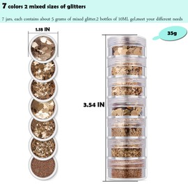Body Glitter+Gel Kit,JASSINS Holographic Face Glitter,7 Style Fine Glitter for Art Nail,Hair, Eye,Eyeshadow Makeup. (Color-6)