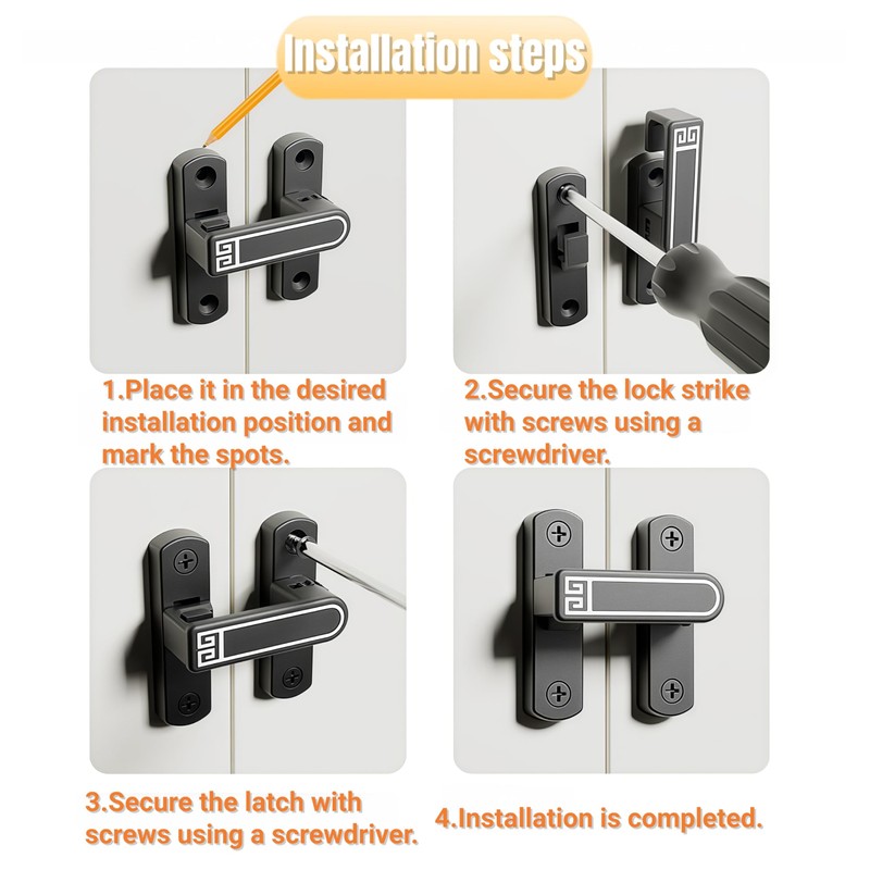90/180 Degree Adjustable Barn Door Latch,Small Slide Door Lock Adjustable