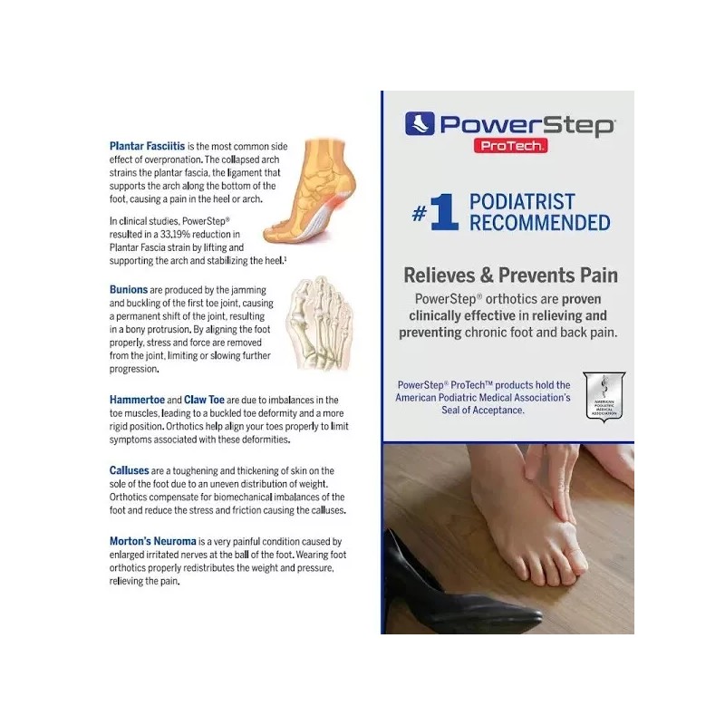 Powerstep Pro ProTech Met Orthotic Shoe Insoles - men 8-8.5