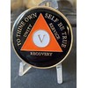 5 Years AA Locket Orange Black Tri-Plate Sobriety Chip Serenity
