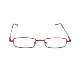 EYE ZOOM 5 Pack Slim Metal Reading Glasses with Tube Case for Men and Women, Wine Red +2.00