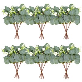 ZeKonan 40 Pieces of Artificial Greening Eucalyptus Stem Artificial White Seeds Plant Suitable for Family Wedding Vase Center Bouquet Flower Arrangement