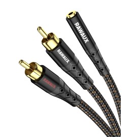 RAWAUX RCA to Jack 3.5 mm Cable 3.5 mm Female to 2 RCA Male Stereo Audio Cable Gold-Plated Aux to RCA Adapter Y Splitter for TV, Phones, Laptop, Amplifier 0.3 m