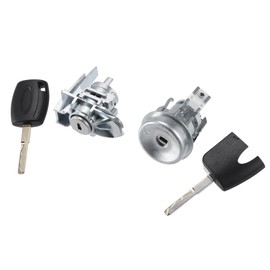 Hihaha Ignition Lock Cylinder with Keys for Ford Fiesta 2011-2019 / Ignition Lock Cylinder Switch/Durable/Metal / 2 Pcs/Silver Tone