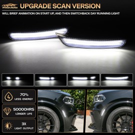 Dynamic LED Side Marker Light for Dodge Durango 2021 2022 2023 2024 2025 Front Bumper Fender White Sequential Turn Signal Assembly, Smoked Lens