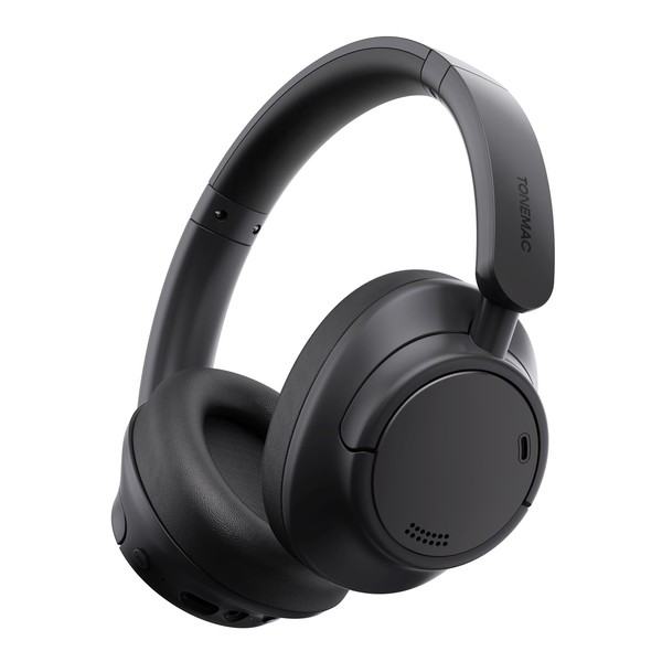TONEMAC H7 Active Noise Cancelling Headphones, Wireless Over-Ear Bluetooth, 80H