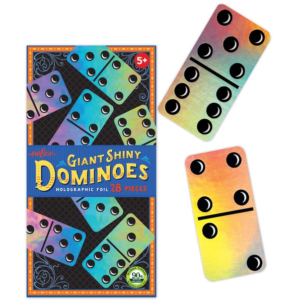 eeBoo: Giant Shiny Holographic Foil Dominoes, Matching, Counting, and Concentration Skills are Learned with this Classic Game for the Whole Family, Perfect for Ages 5 and up