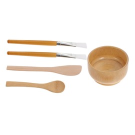 WOONEKY Beauty Mask Mixing Tools Wooden Bowl Brush Set for Gua Sha Facial Mask Applicator