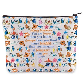 WZMPA Fish Nemo - Bolsa de cosméticos Bruce & Marlin & Crush & Dory & Fans Regalo You Are Braver Stronger Beautiful Than You Know Nemo Bolsa de maquillaje con cierre Fish Dory Merch, Fish Nemo -T,