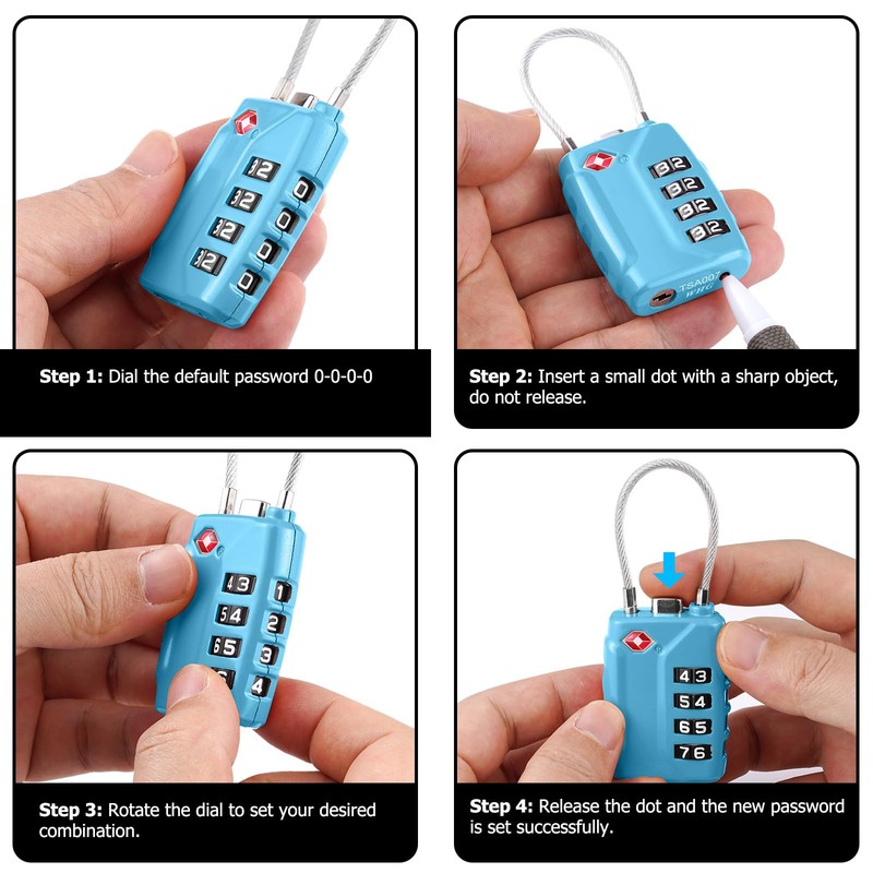 SharkByte TSA Suitcase Lock - 4 Digit Travel & Luggage